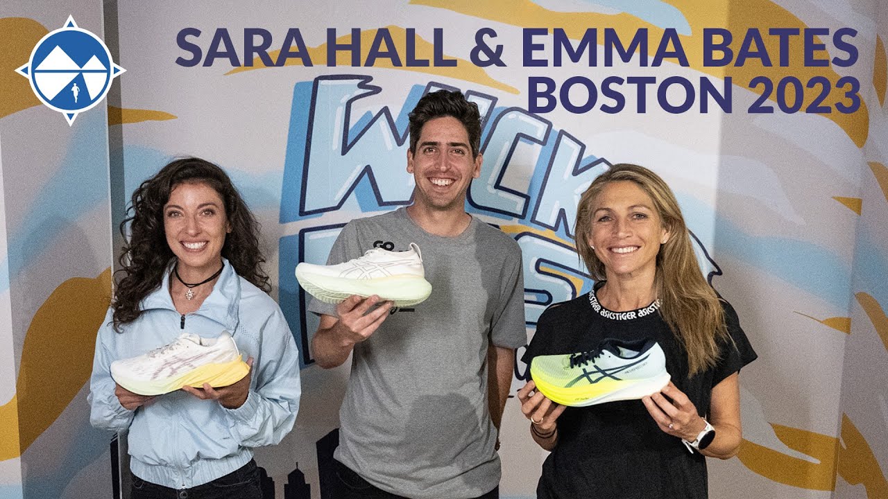Sara Hall and Emma Bates 2023 Boston Marathon Shoe Lineup Track